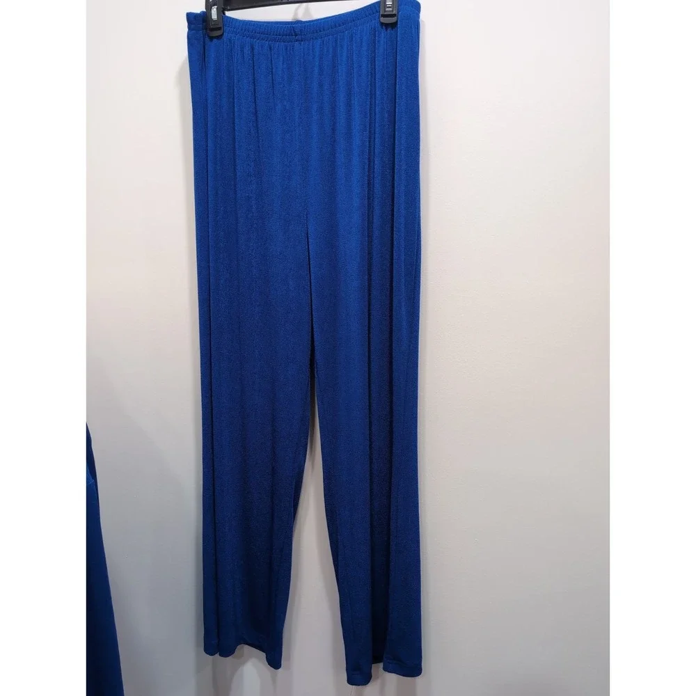 Vintage 90's Quacker Factory Women's 2-Piece Blue Pant Set XL Rhinestone‎ Y2K